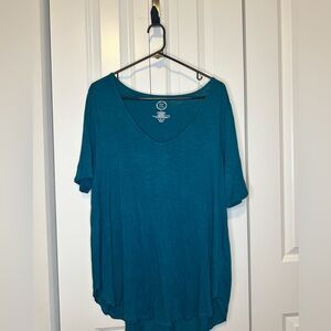 Elegant Teal V-Neck Women's Top